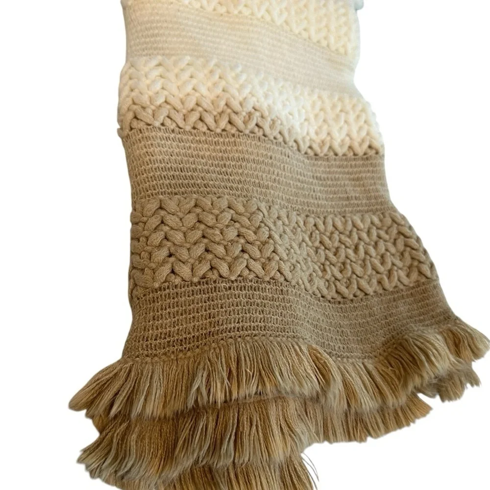 Infinity Loop Scarf, Tan Cream and White, Super Soft Knit